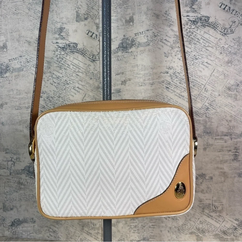 Vintage 80s Mark Cross Signature Herringbone Crossbody Bag Made in Italy